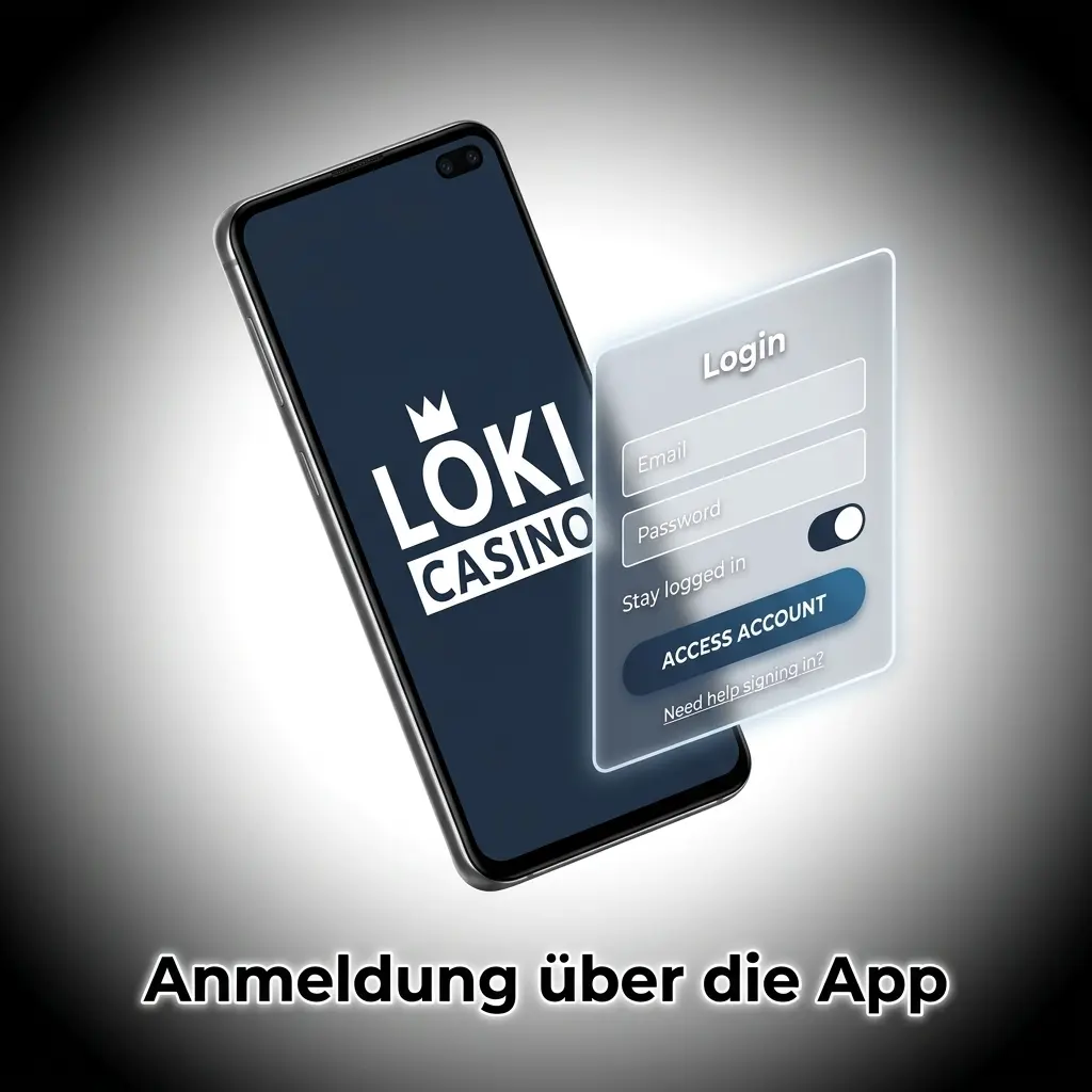 Loki Casino App Anmeldung: E-Mail und Passwort eingeben und auf Einloggen tippen